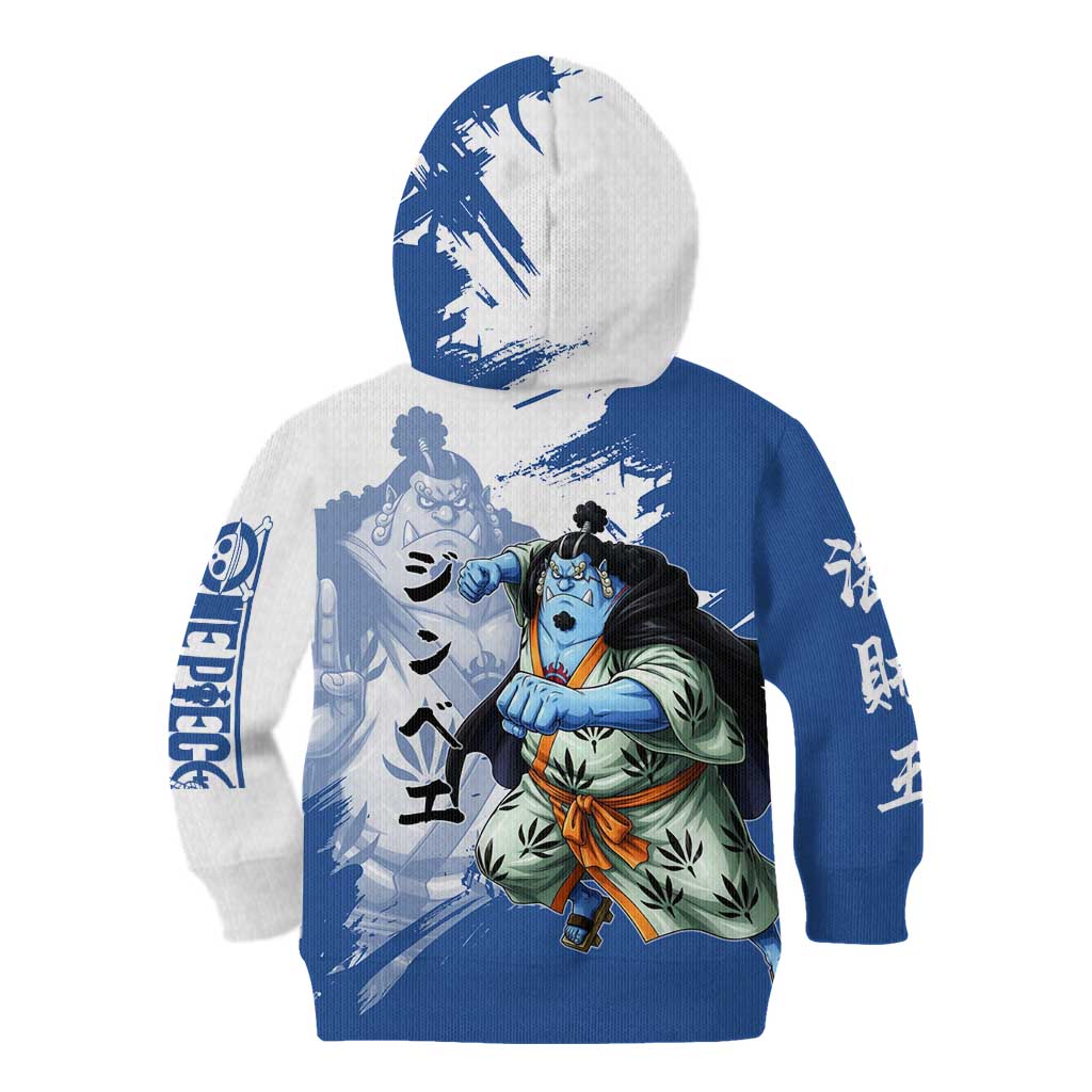 Jinbe One Piece Anime Kid Hoodie Japanese Samurai Illustration Graphic