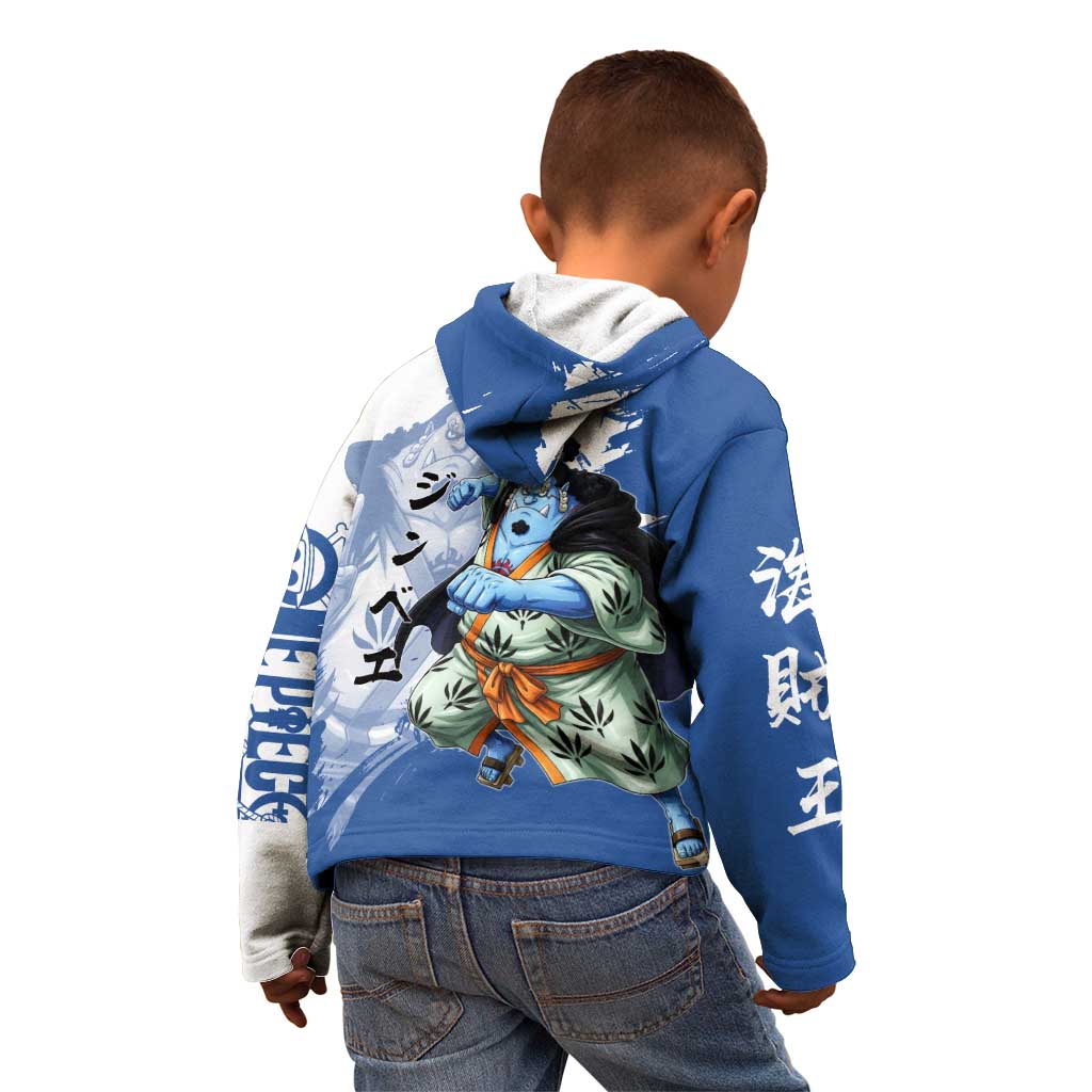 Jinbe One Piece Anime Kid Hoodie Japanese Samurai Illustration Graphic