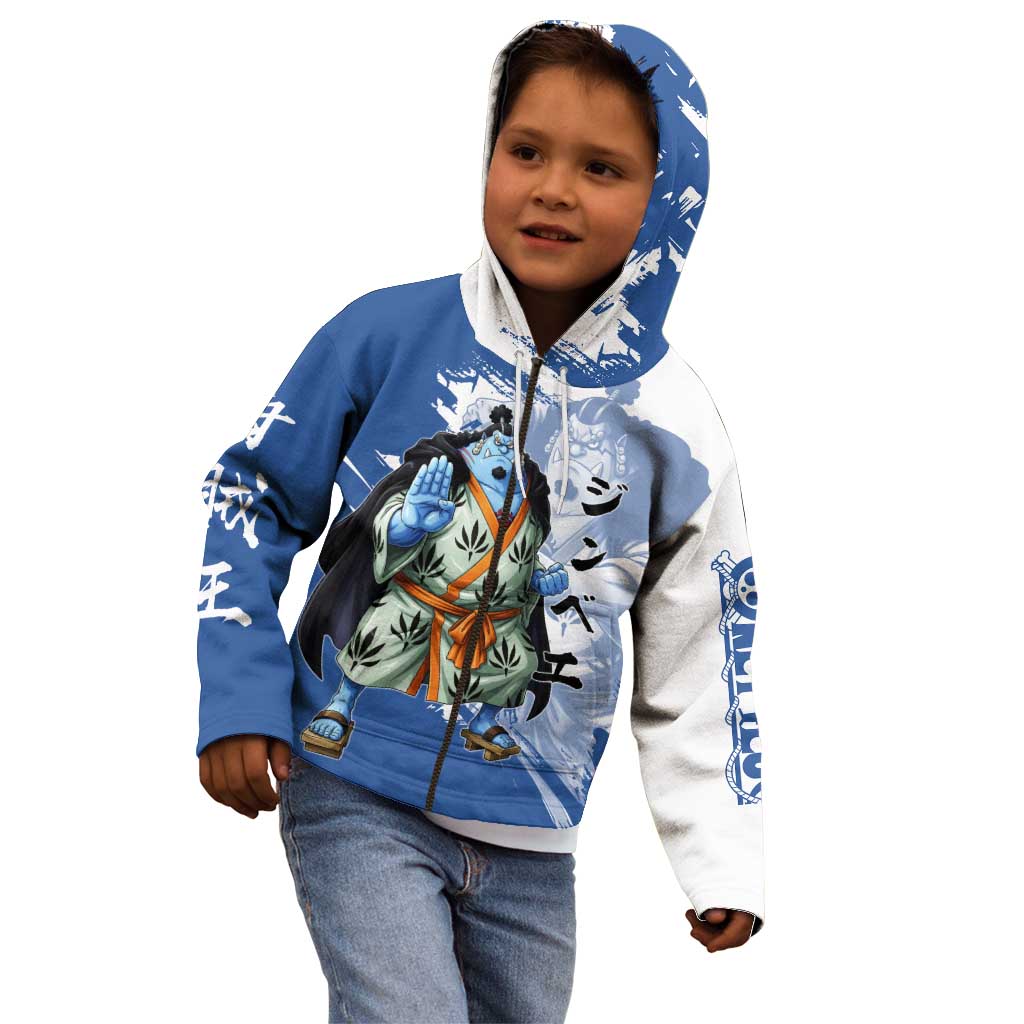 Jinbe One Piece Anime Kid Hoodie Japanese Samurai Illustration Graphic