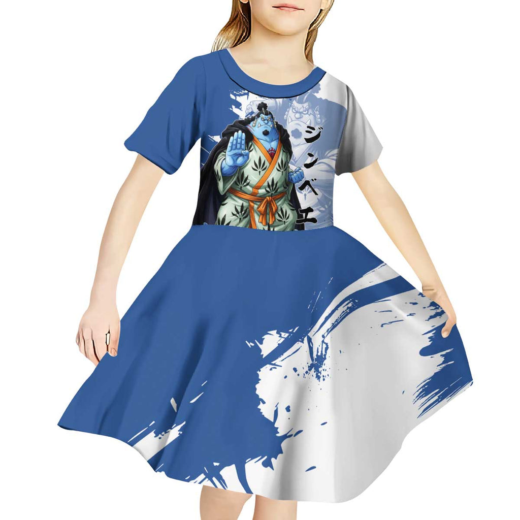 Jinbe One Piece Anime Kid Short Sleeve Dress Japanese Samurai Illustration Graphic