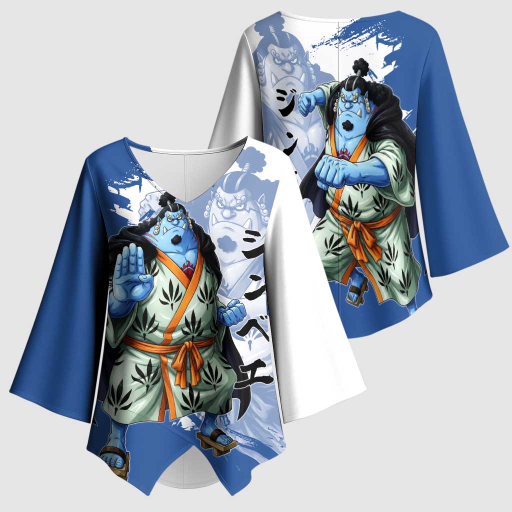 Jinbe One Piece Anime Kimono Sleeve Blouse Japanese Samurai Illustration Graphic