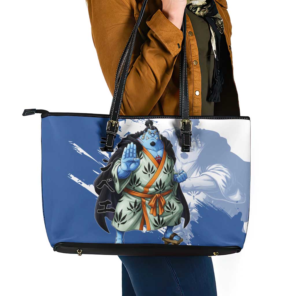 Jinbe One Piece Anime Leather Tote Bag Japanese Samurai Illustration Graphic