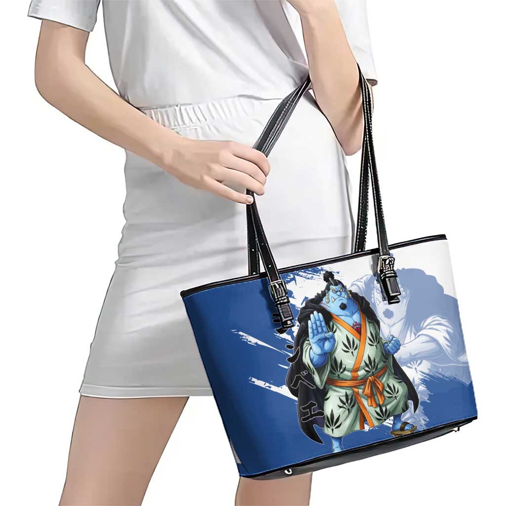 Jinbe One Piece Anime Leather Tote Bag Japanese Samurai Illustration Graphic