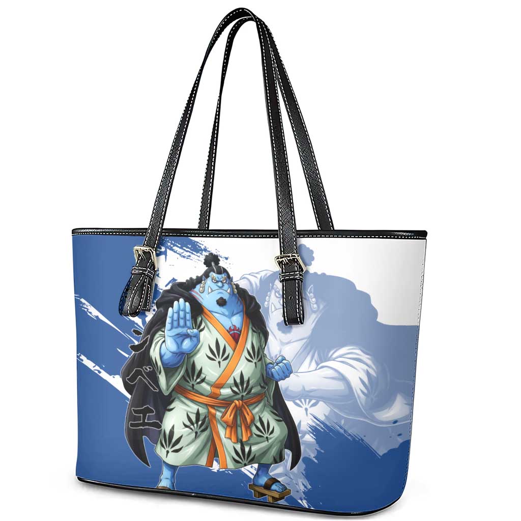 Jinbe One Piece Anime Leather Tote Bag Japanese Samurai Illustration Graphic