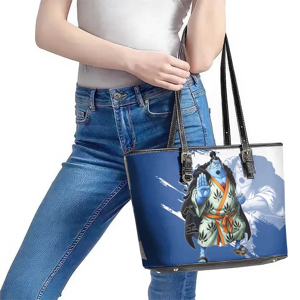 Jinbe One Piece Anime Leather Tote Bag Japanese Samurai Illustration Graphic