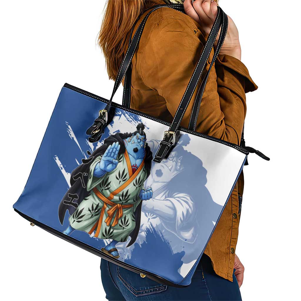 Jinbe One Piece Anime Leather Tote Bag Japanese Samurai Illustration Graphic