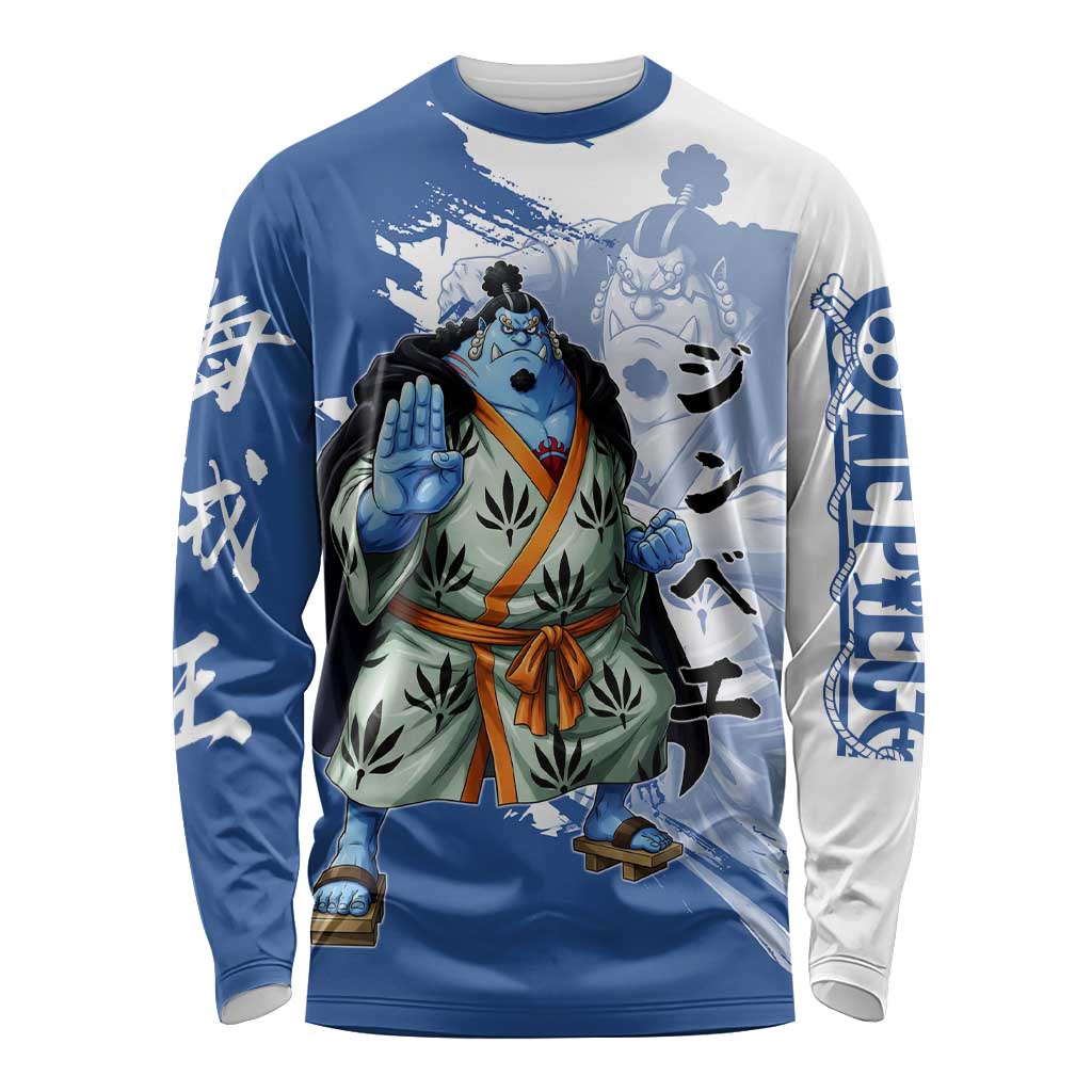Jinbe One Piece Anime Long Sleeve Shirt Japanese Samurai Illustration Graphic