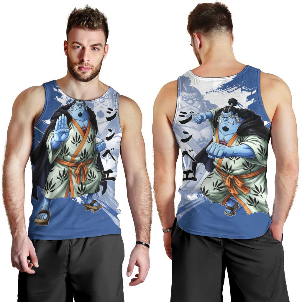 Jinbe One Piece Anime Men Tank Top Japanese Samurai Illustration Graphic