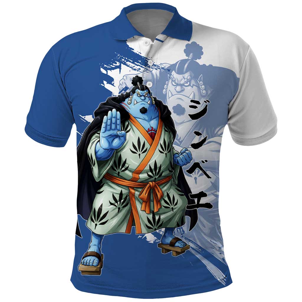 Jinbe One Piece Anime Polo Shirt Japanese Samurai Illustration Graphic
