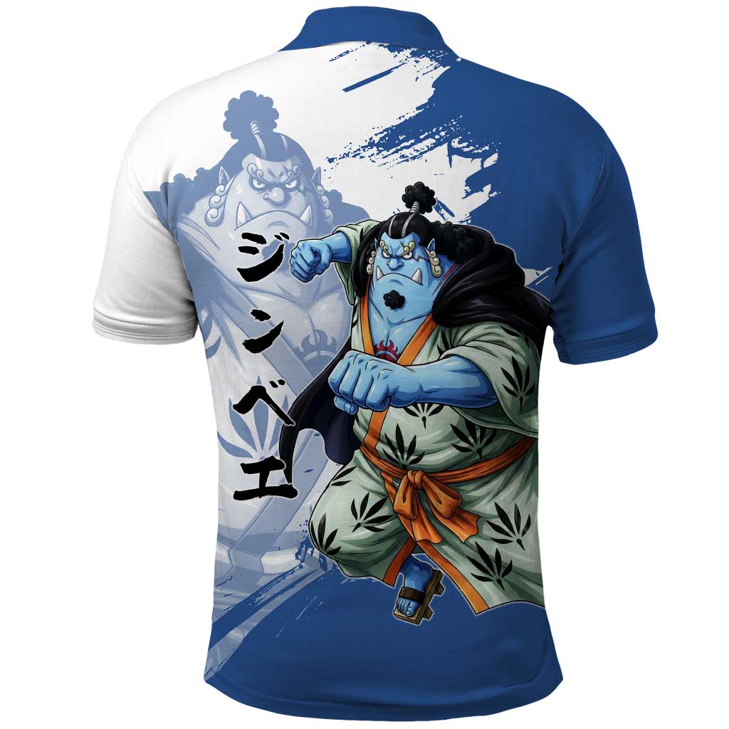 Jinbe One Piece Anime Polo Shirt Japanese Samurai Illustration Graphic