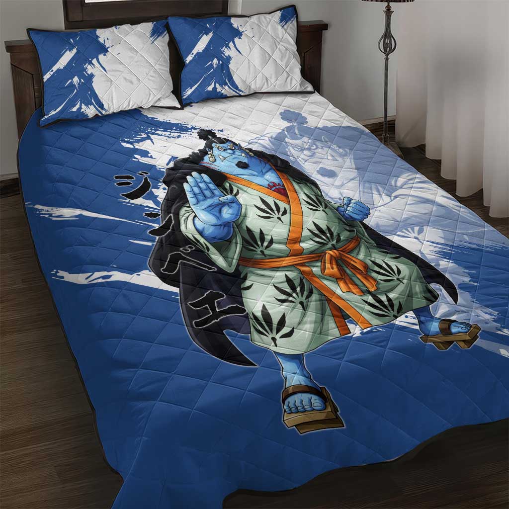 Jinbe One Piece Anime Quilt Bed Set Japanese Samurai Illustration Graphic