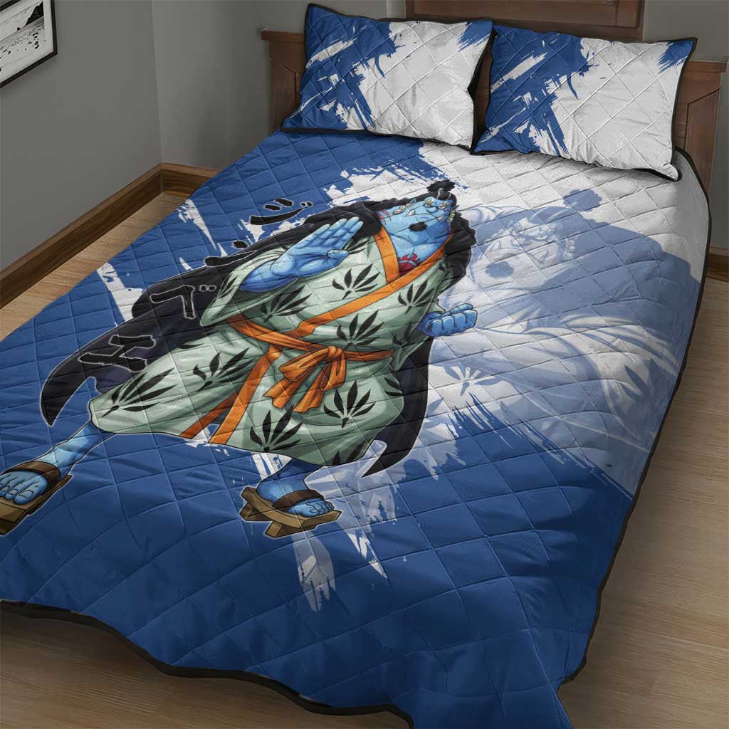 Jinbe One Piece Anime Quilt Bed Set Japanese Samurai Illustration Graphic
