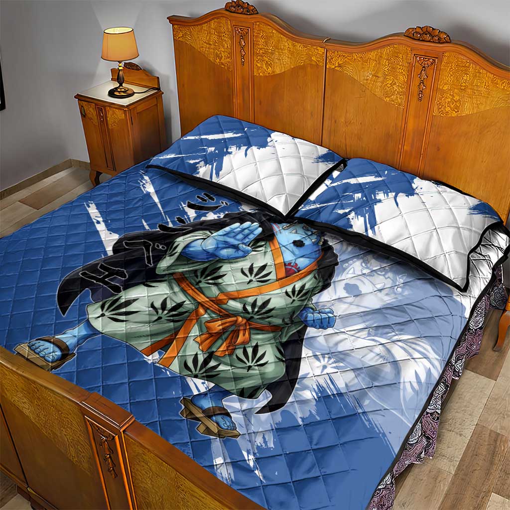 Jinbe One Piece Anime Quilt Bed Set Japanese Samurai Illustration Graphic