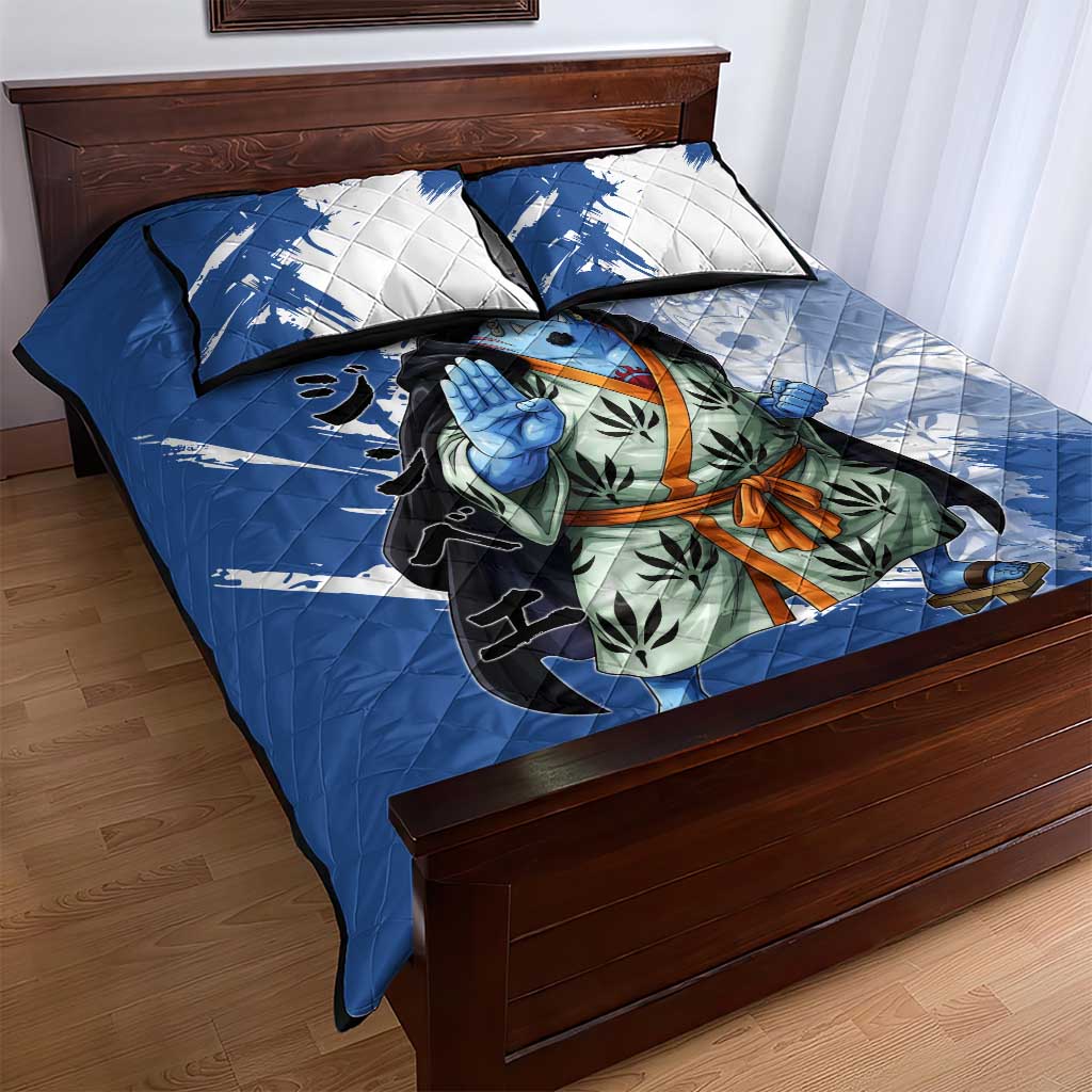 Jinbe One Piece Anime Quilt Bed Set Japanese Samurai Illustration Graphic