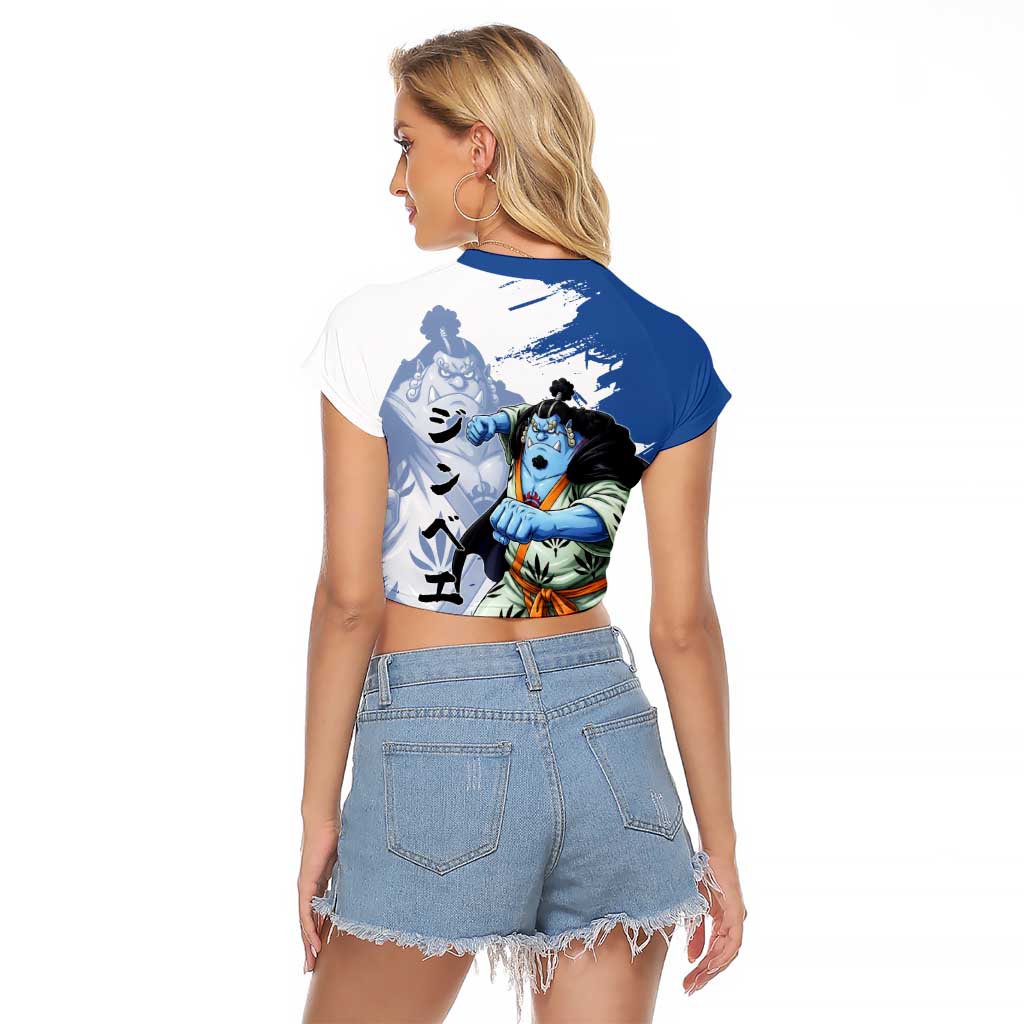 Jinbe One Piece Anime Raglan Cropped T Shirt Japanese Samurai Illustration Graphic