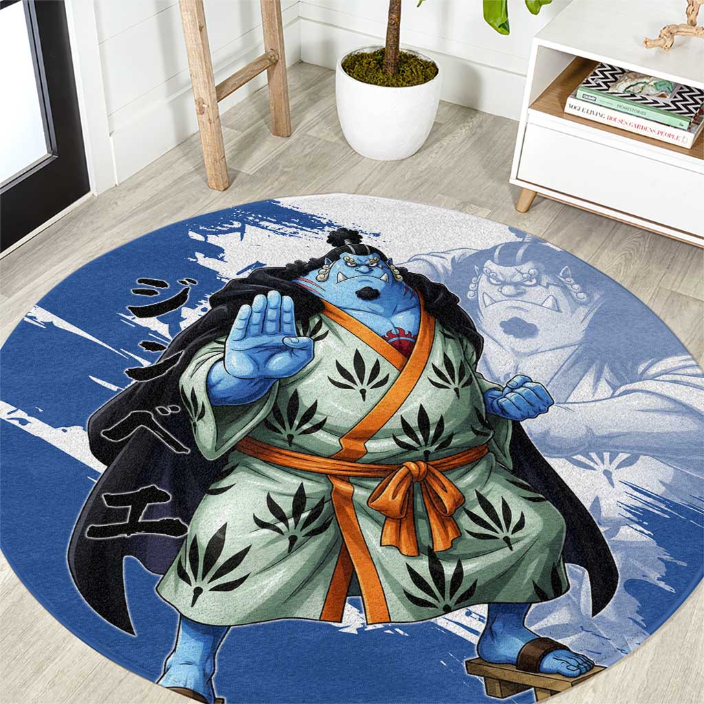 Jinbe One Piece Anime Round Carpet Japanese Samurai Illustration Graphic