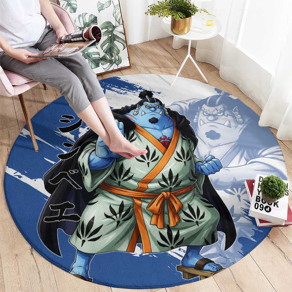 Jinbe One Piece Anime Round Carpet Japanese Samurai Illustration Graphic
