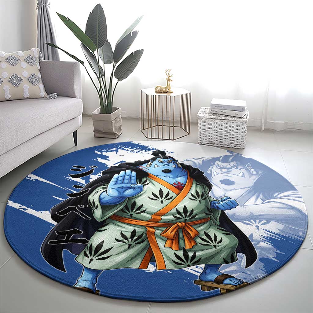 Jinbe One Piece Anime Round Carpet Japanese Samurai Illustration Graphic