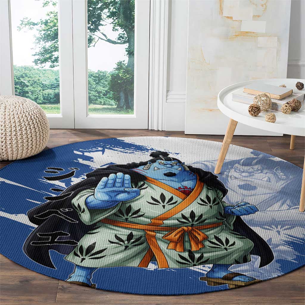 Jinbe One Piece Anime Round Carpet Japanese Samurai Illustration Graphic