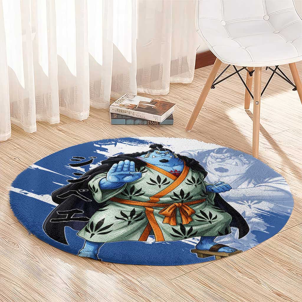 Jinbe One Piece Anime Round Carpet Japanese Samurai Illustration Graphic