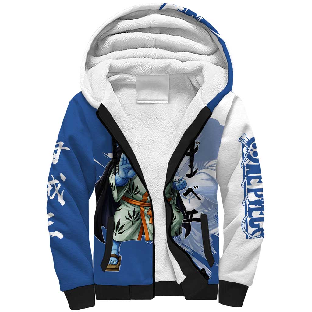 Jinbe One Piece Anime Sherpa Hoodie Japanese Samurai Illustration Graphic