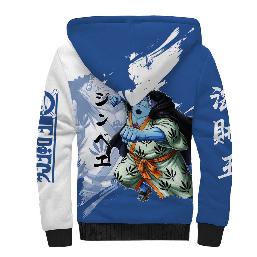 Jinbe One Piece Anime Sherpa Hoodie Japanese Samurai Illustration Graphic