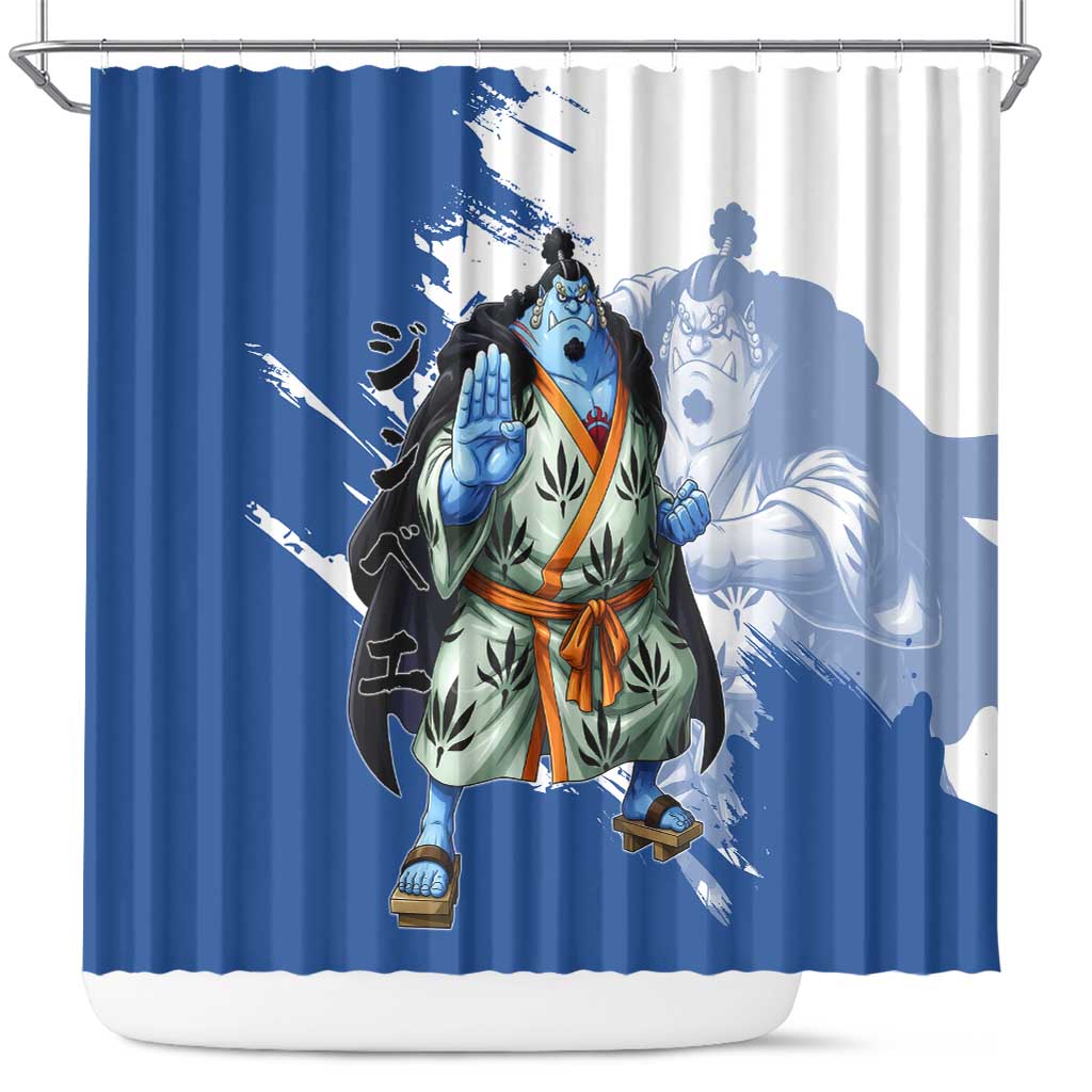 Jinbe One Piece Anime Shower Curtain Japanese Samurai Illustration Graphic