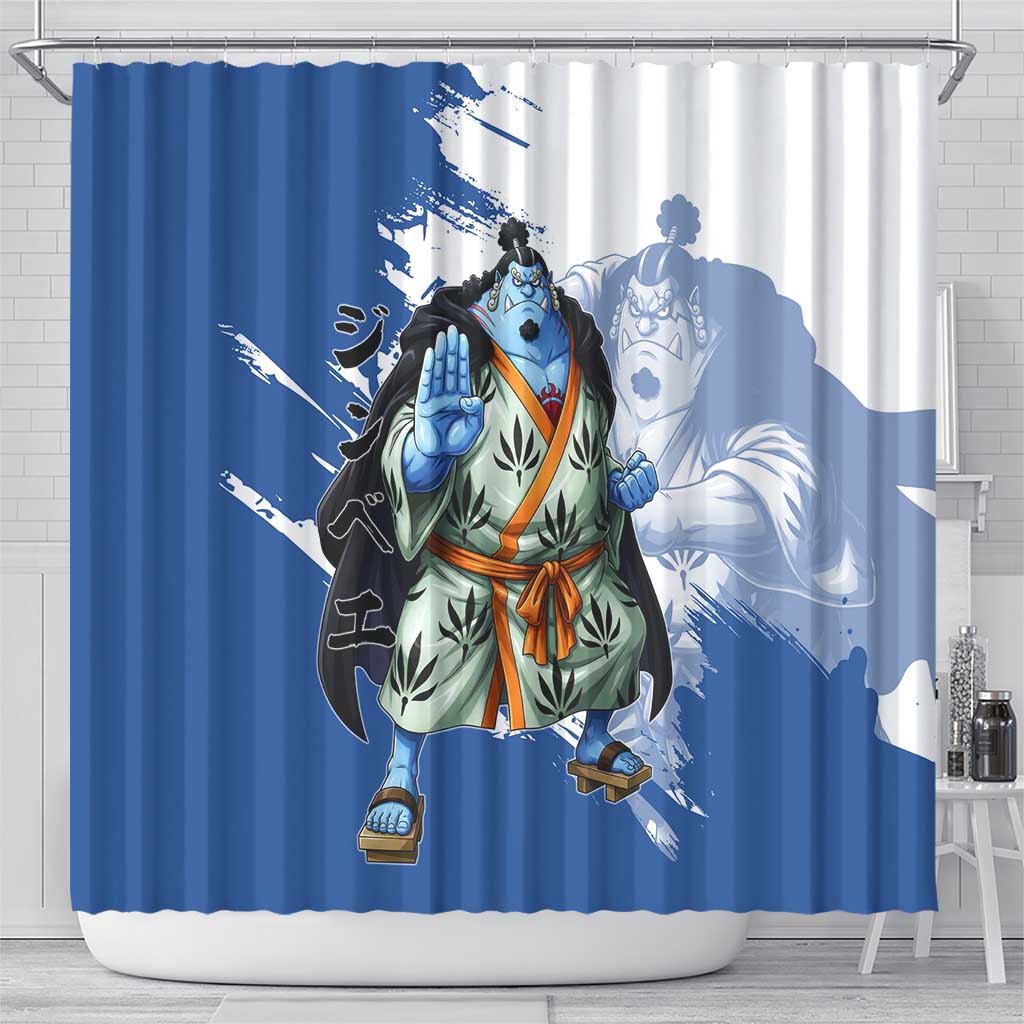 Jinbe One Piece Anime Shower Curtain Japanese Samurai Illustration Graphic