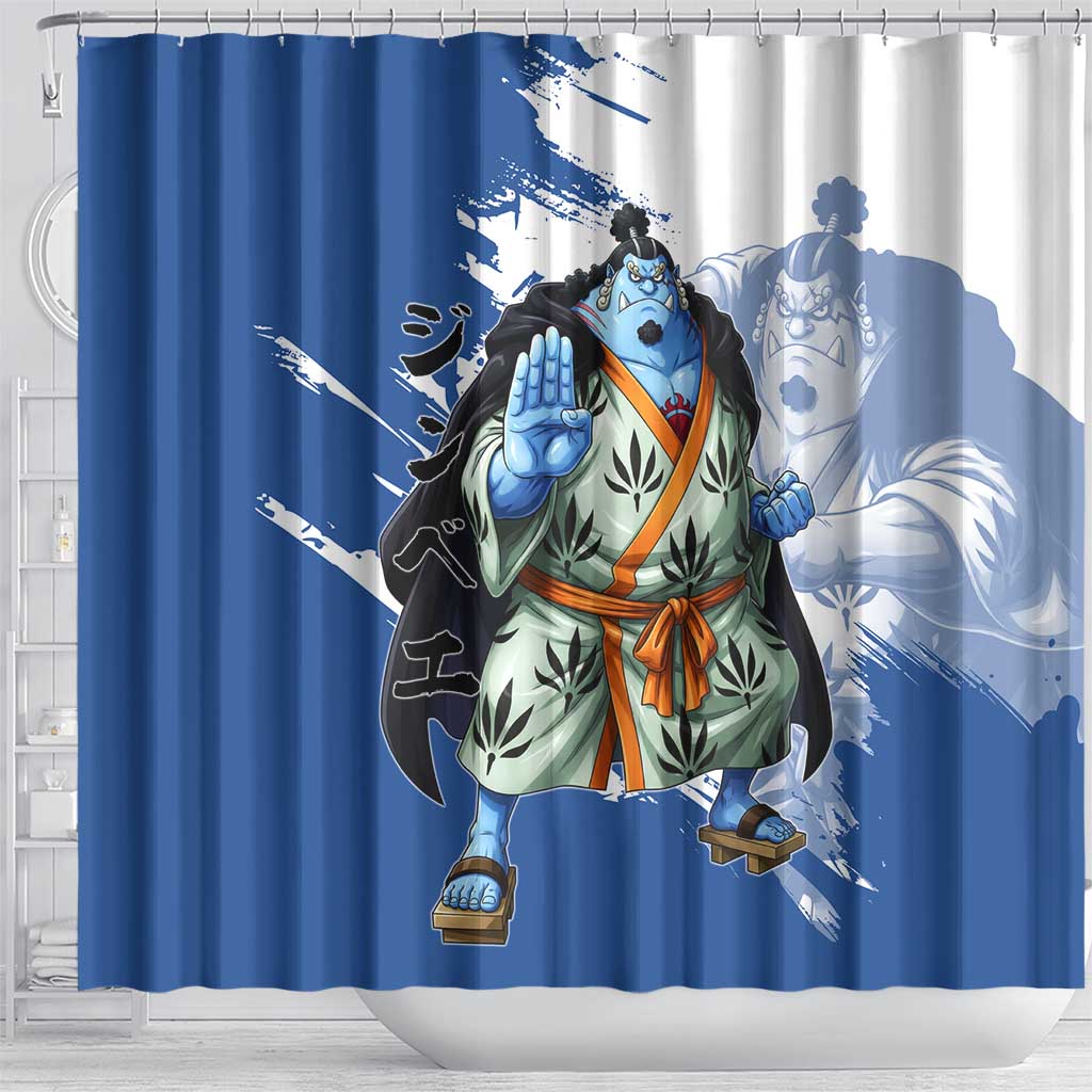 Jinbe One Piece Anime Shower Curtain Japanese Samurai Illustration Graphic