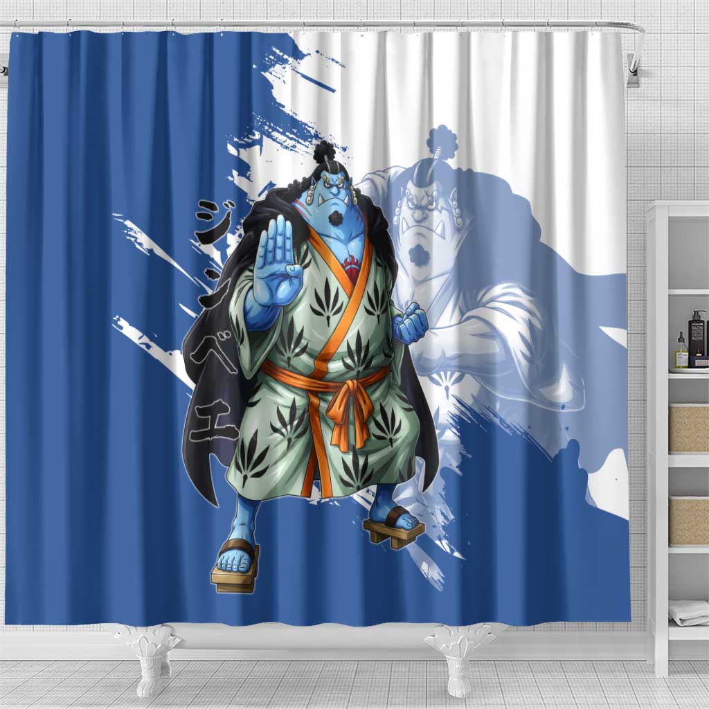 Jinbe One Piece Anime Shower Curtain Japanese Samurai Illustration Graphic