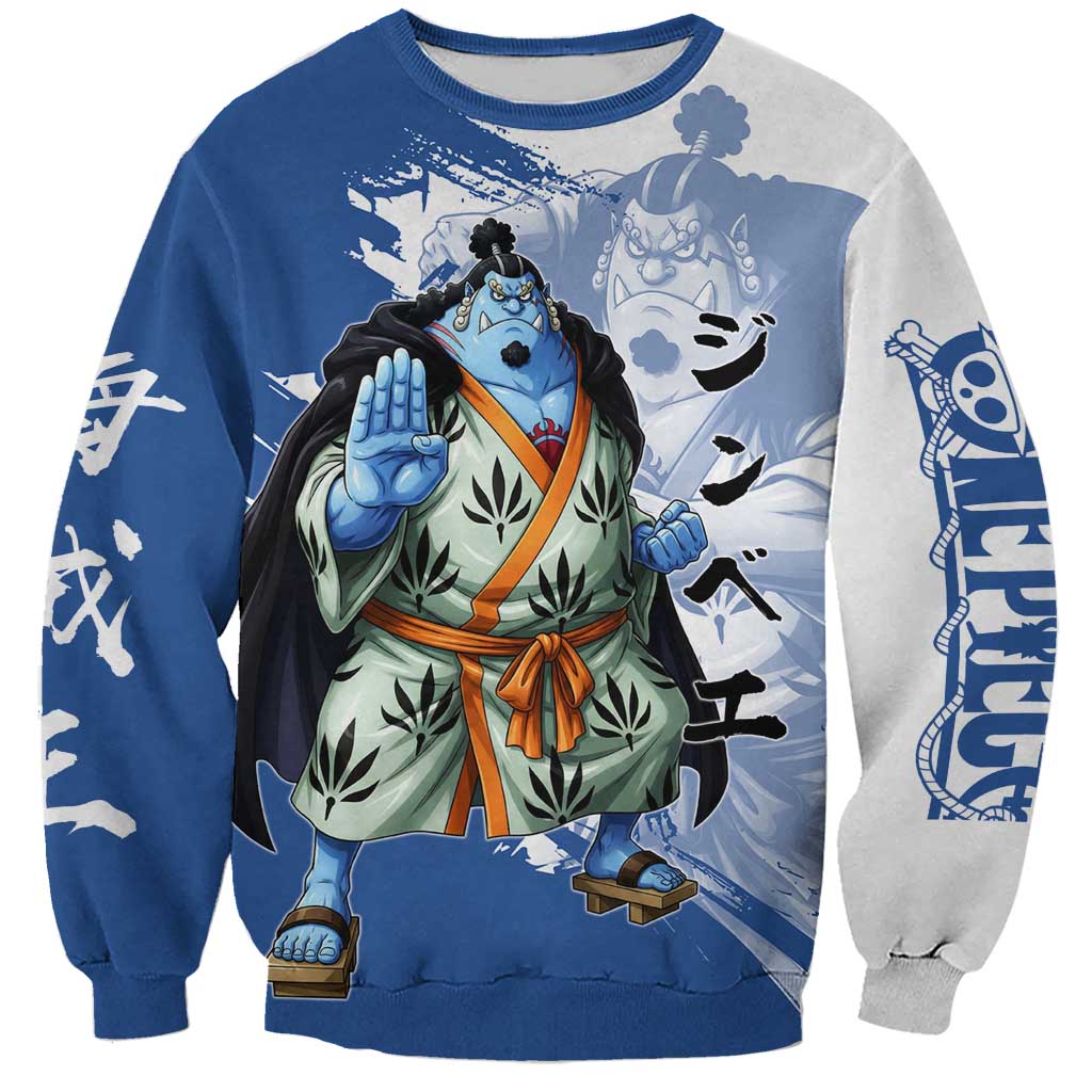 Jinbe One Piece Anime Sweatshirt Japanese Samurai Illustration Graphic