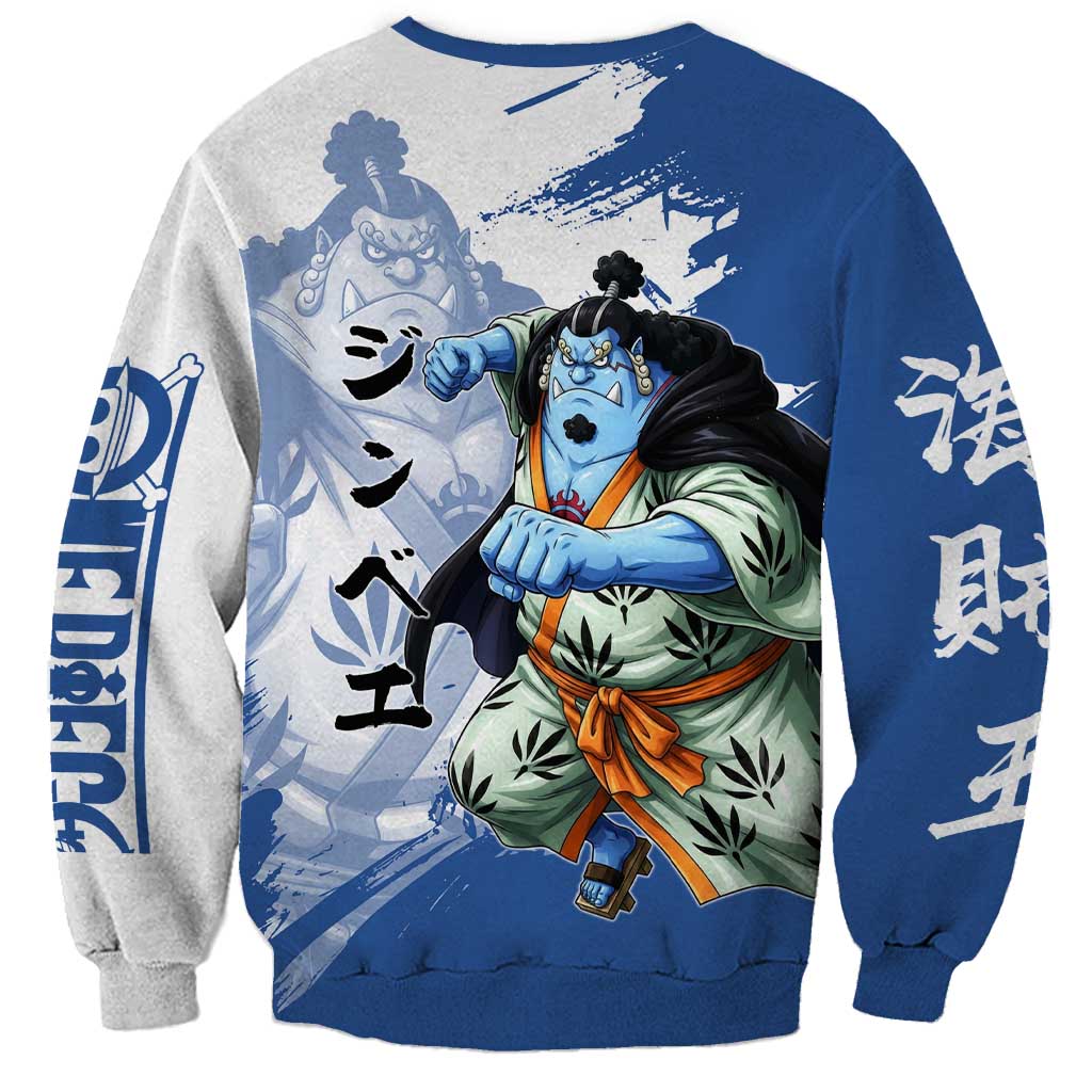 Jinbe One Piece Anime Sweatshirt Japanese Samurai Illustration Graphic