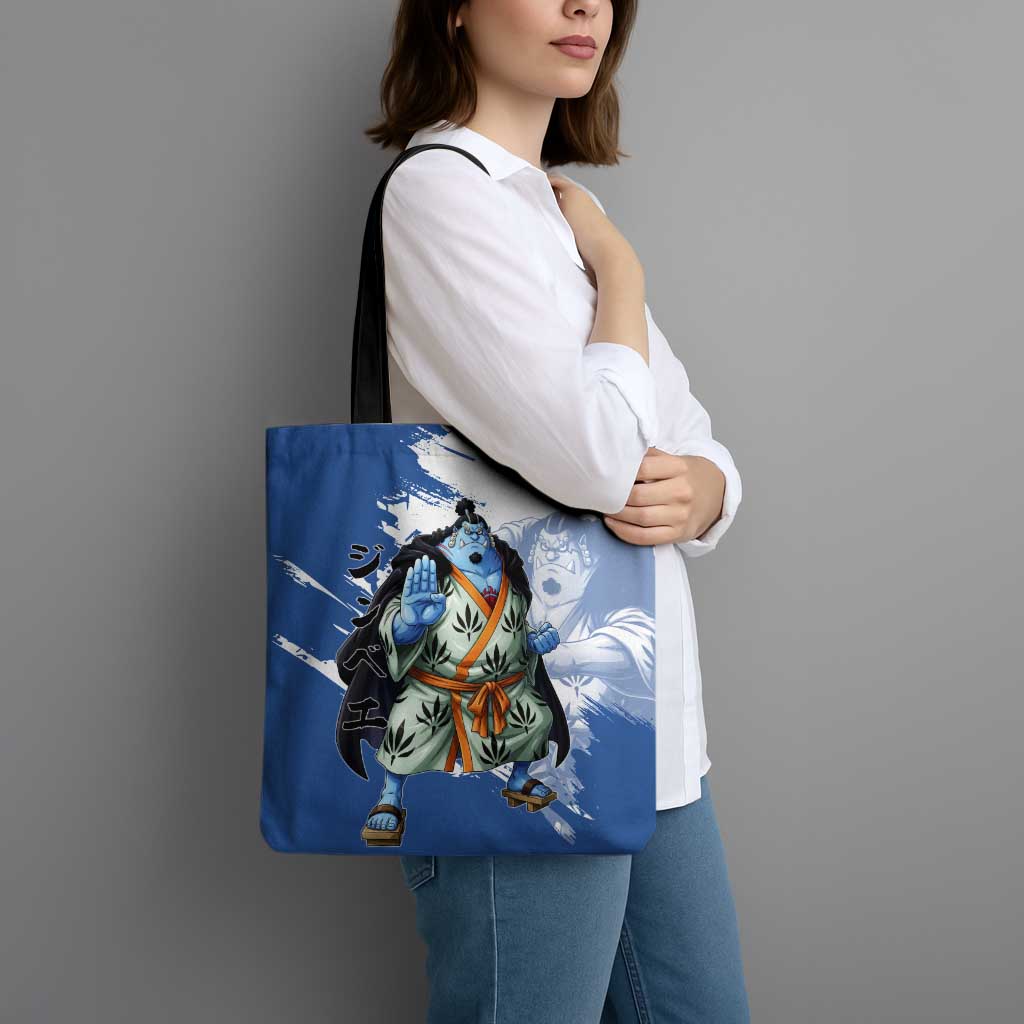 Jinbe One Piece Anime Tote Bag Japanese Samurai Illustration Graphic