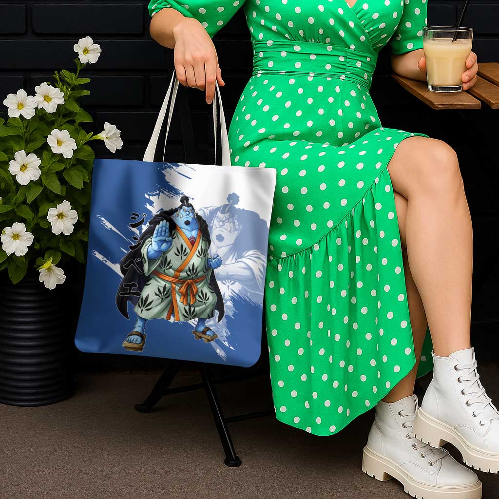 Jinbe One Piece Anime Tote Bag Japanese Samurai Illustration Graphic