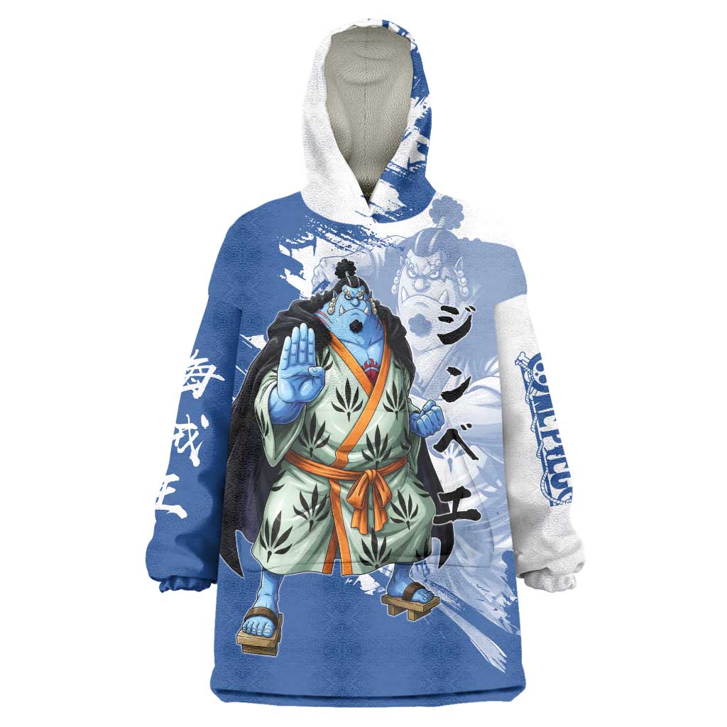 Jinbe One Piece Anime Wearable Blanket Hoodie Japanese Samurai Illustration Graphic