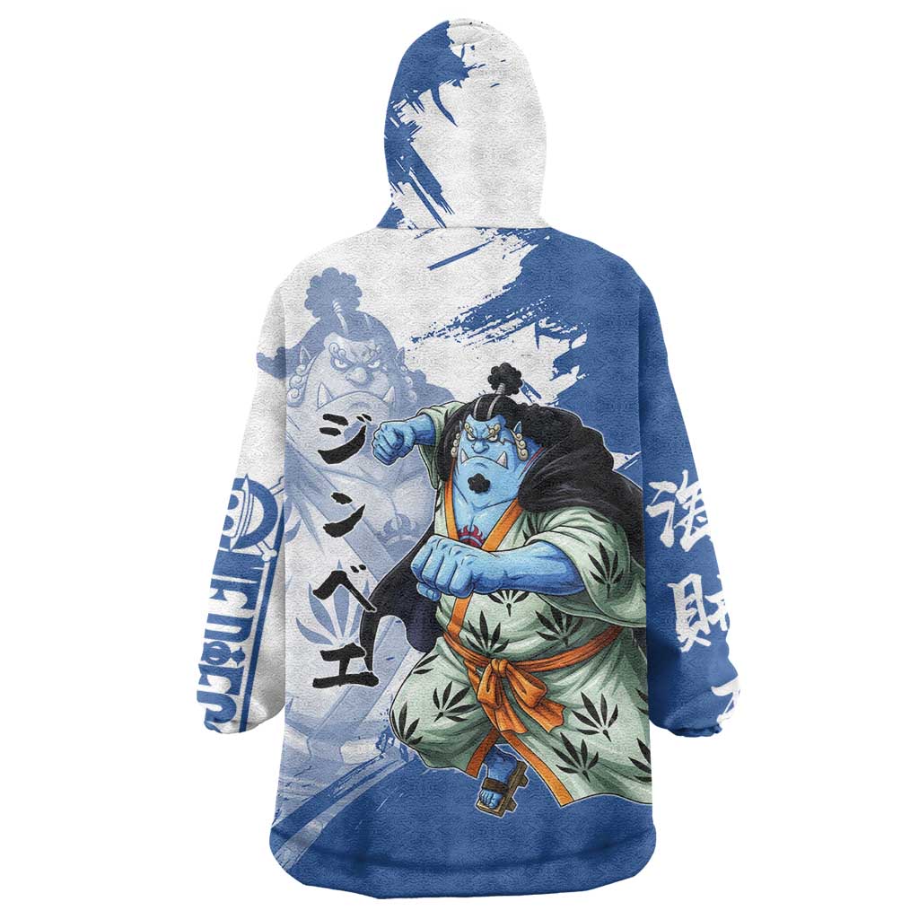 Jinbe One Piece Anime Wearable Blanket Hoodie Japanese Samurai Illustration Graphic