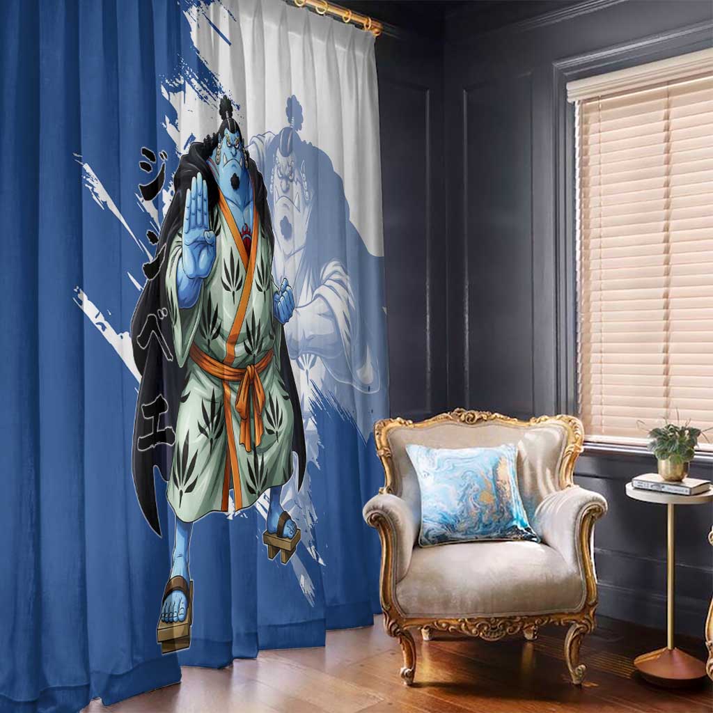 Jinbe One Piece Anime Window Curtain Japanese Samurai Illustration Graphic
