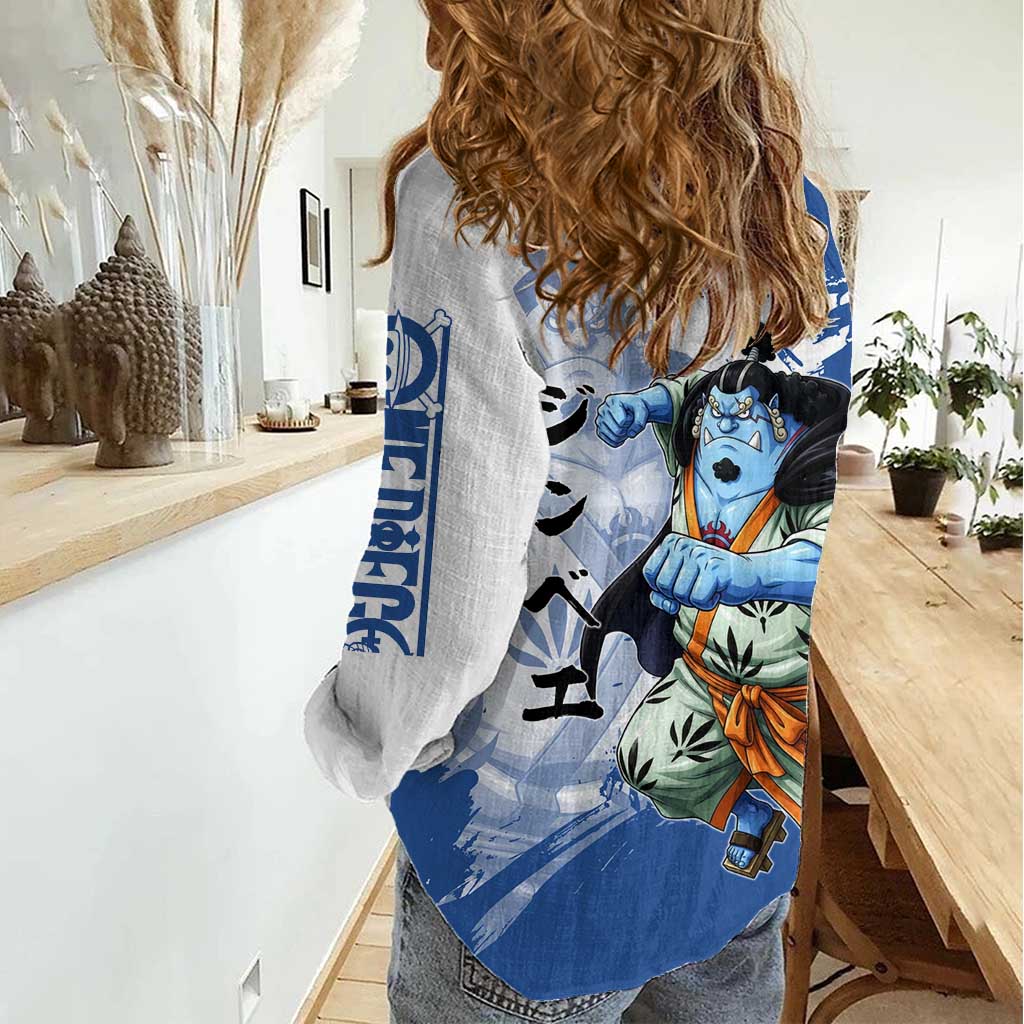 Jinbe One Piece Anime Women Casual Shirt Japanese Samurai Illustration Graphic
