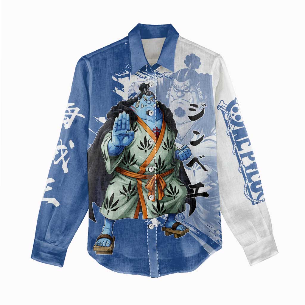 Jinbe One Piece Anime Women Casual Shirt Japanese Samurai Illustration Graphic