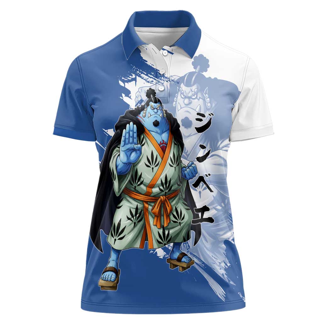 Jinbe One Piece Anime Women Polo Shirt Japanese Samurai Illustration Graphic