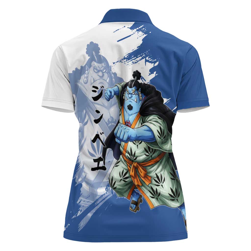 Jinbe One Piece Anime Women Polo Shirt Japanese Samurai Illustration Graphic