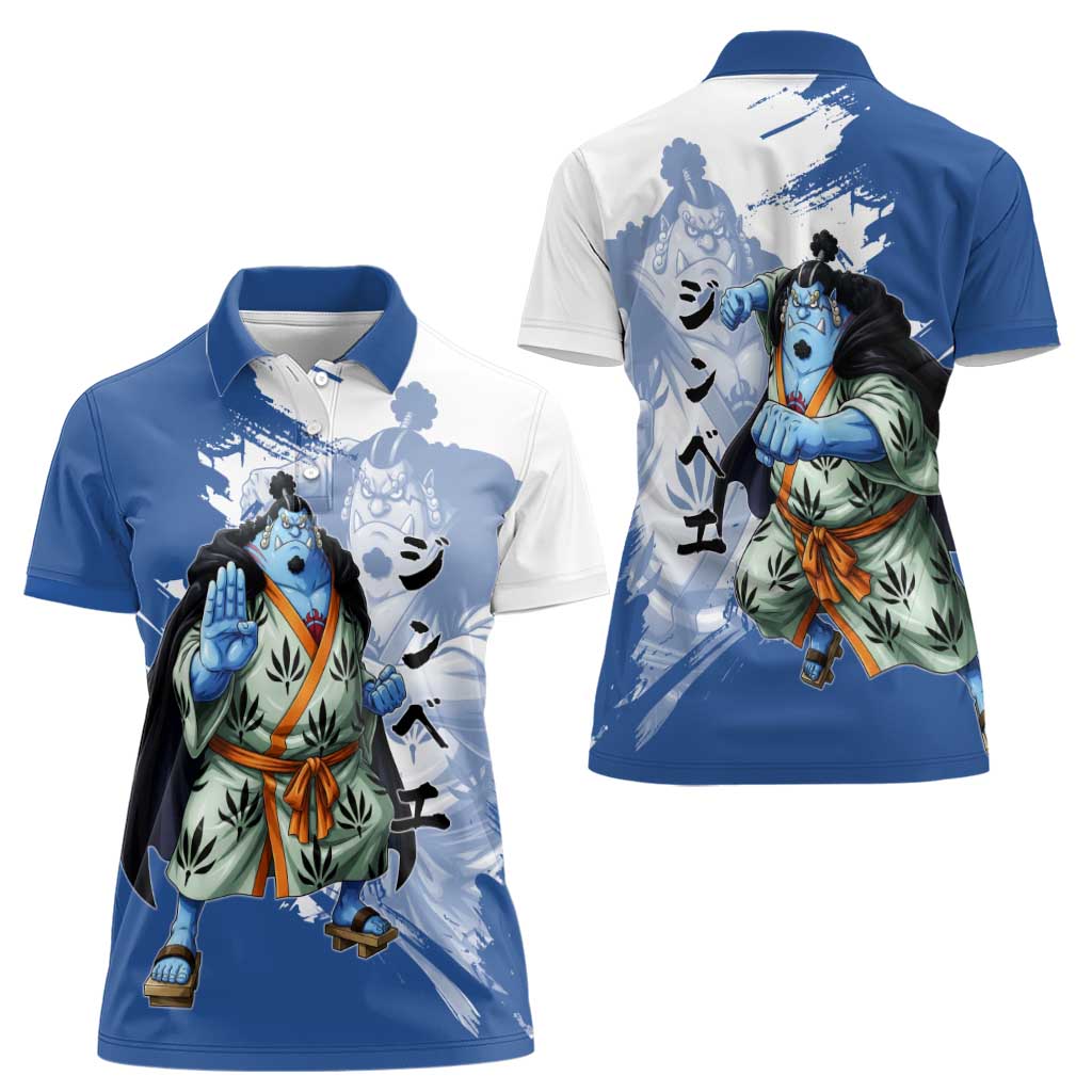 Jinbe One Piece Anime Women Polo Shirt Japanese Samurai Illustration Graphic