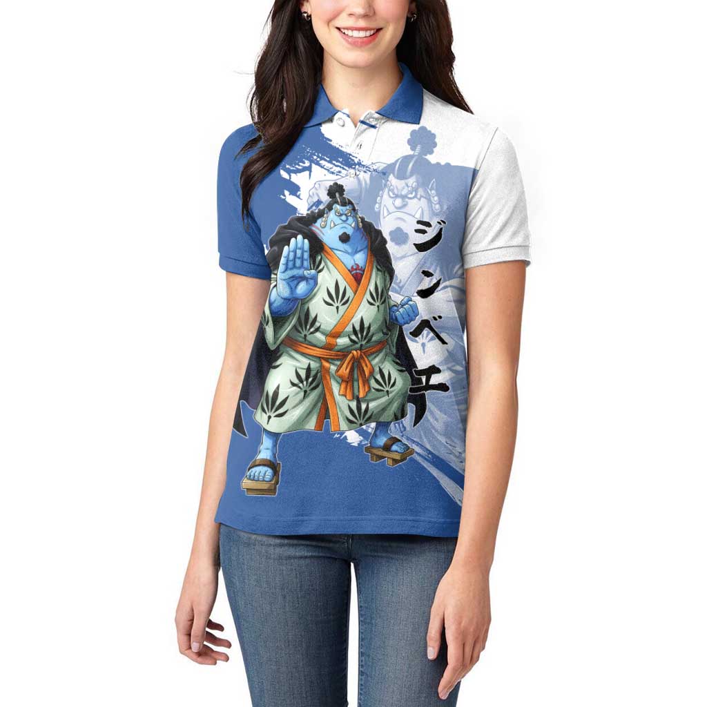 Jinbe One Piece Anime Women Polo Shirt Japanese Samurai Illustration Graphic
