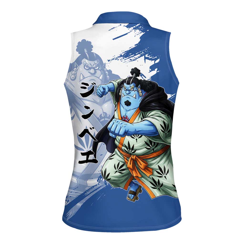 Jinbe One Piece Anime Women Sleeveless Polo Shirt Japanese Samurai Illustration Graphic