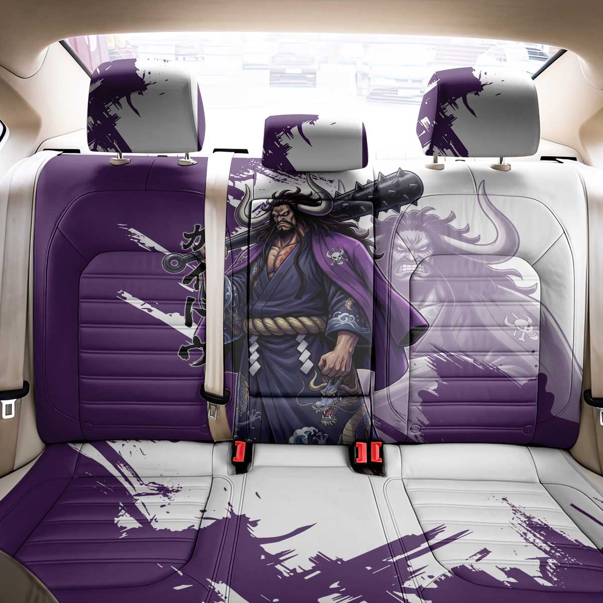 Kaido Anime Back Car Seat Cover One Piece Oni Warlord Graphic