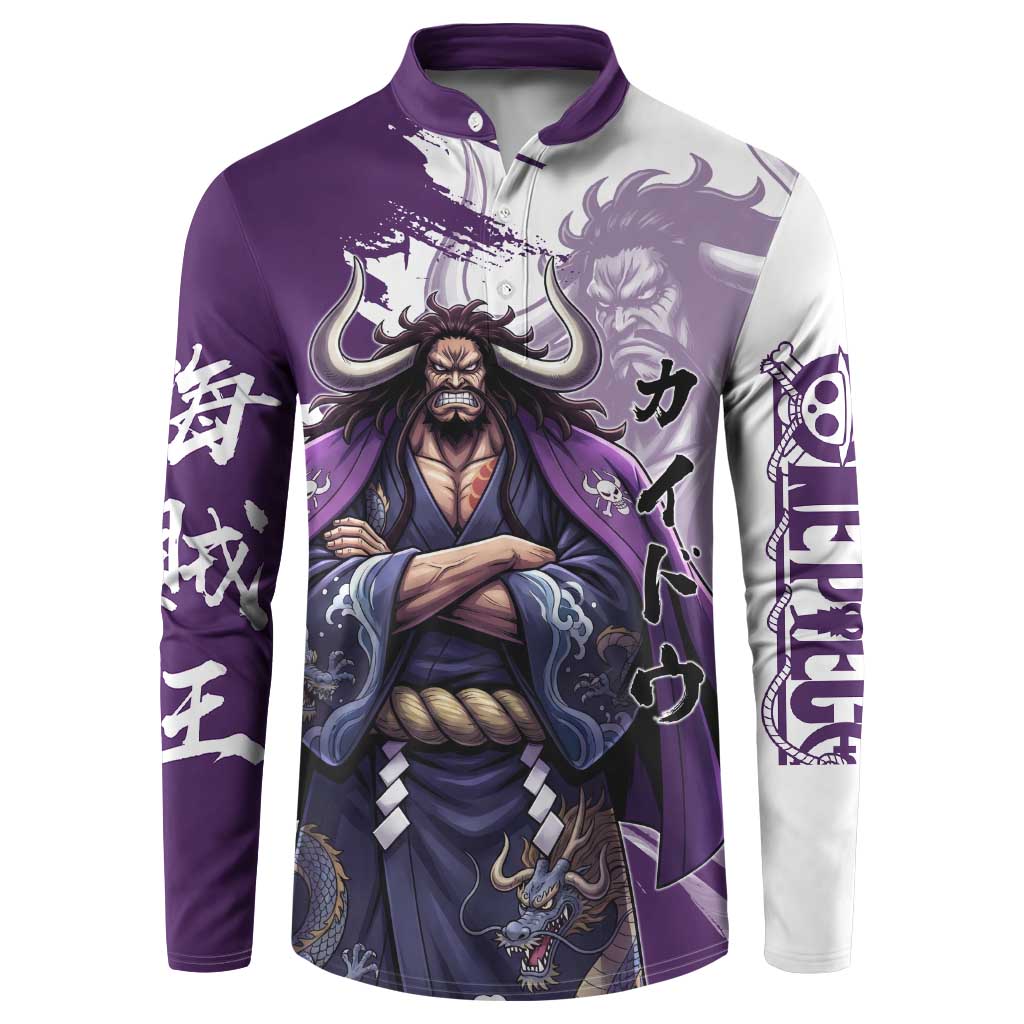 Kaido Anime Button Sweatshirt One Piece Oni Warlord Graphic