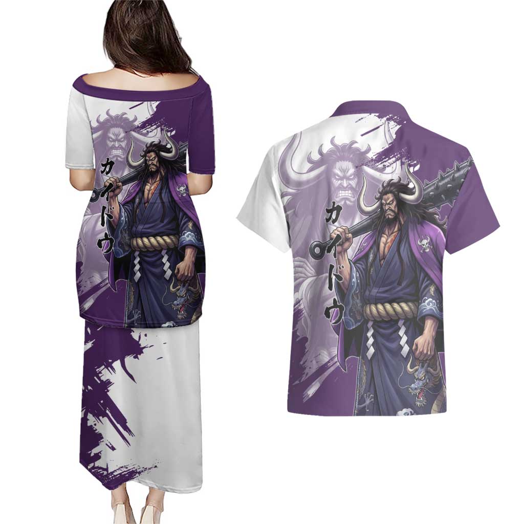 Kaido Anime Couples Matching Puletasi and Hawaiian Shirt One Piece Oni Warlord Graphic