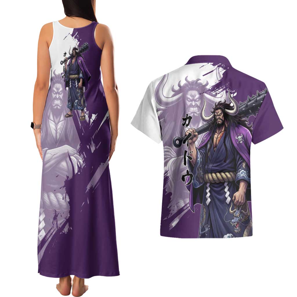 Kaido Anime Couples Matching Tank Maxi Dress and Hawaiian Shirt One Piece Oni Warlord Graphic