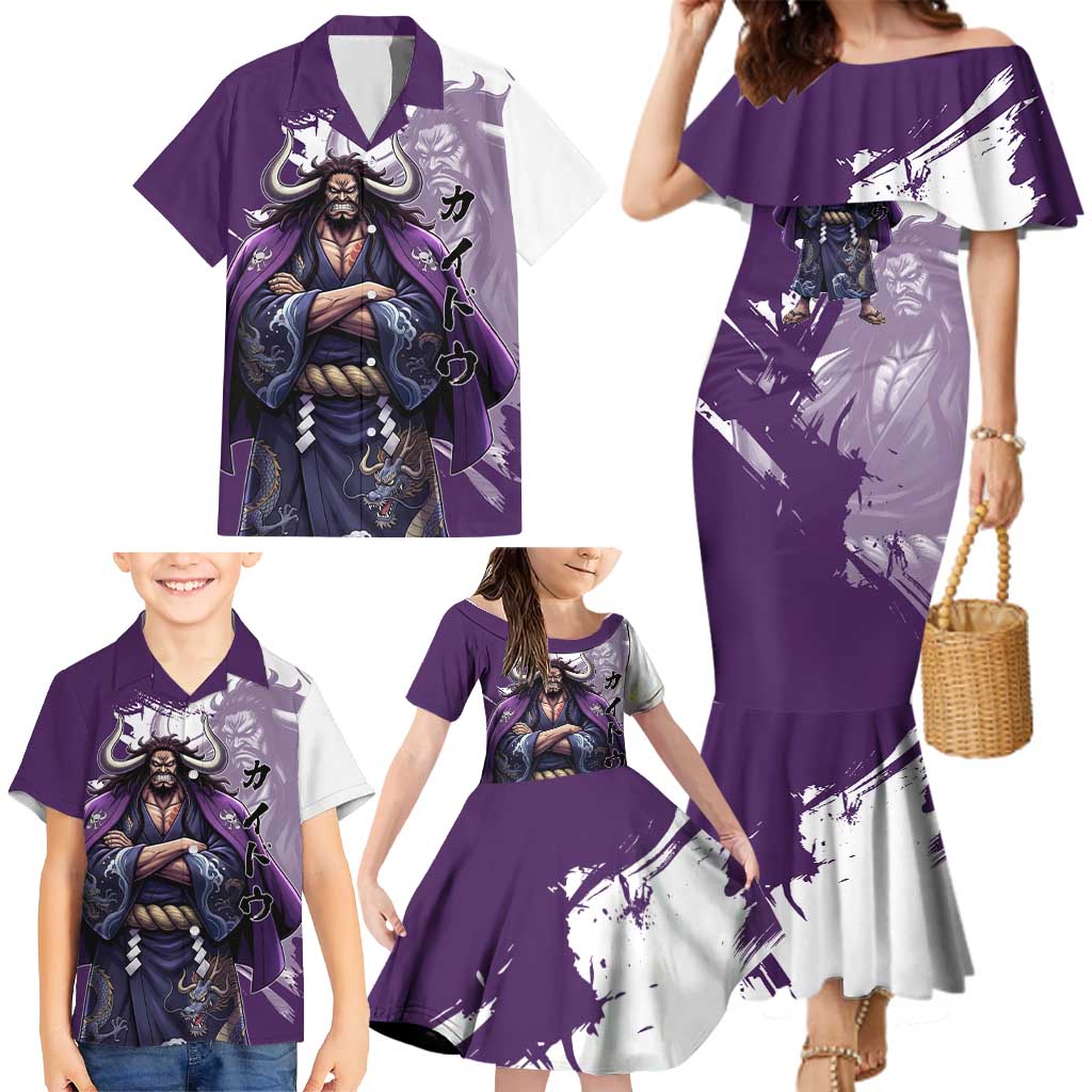 Kaido Anime Family Matching Mermaid Dress and Hawaiian Shirt One Piece Oni Warlord Graphic