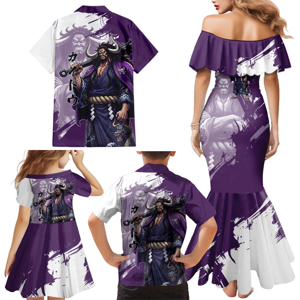 Kaido Anime Family Matching Mermaid Dress and Hawaiian Shirt One Piece Oni Warlord Graphic
